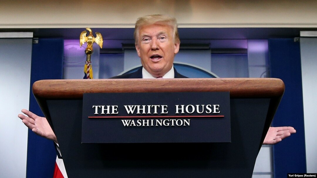 Donald Trump în conferința zilnică susținută de la Casa Albă