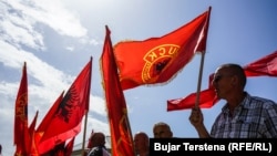 Një protestë e veteranëve të UÇK-së në Prishtinë.