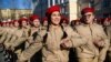 Участники российского военно-патриотического движения «Юнармия» на репетиции парада в Екатеринбурге, апрель 2017 года