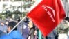 Kyrgyzstan - the supporters of the leader of the Ata Meken Omurbek Tekebaev. February 26, 2017