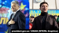Петро Порошенко (л) та Володимир Зеленський (п) претендують на посаду президента