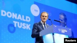 Дональд Туск виступає на з’їзді ЄНП, Загреб, 20 листопада 2019 року