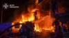 Firefighters work at the site of a Russian drone strike on Odesa on March 21. 