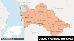 Türkmenistanyň kartasy.