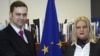 Pregovarači Srbije i Kosova Borislav Stefanović i Edita Tahiri na prvom krugu razgovora u Briselu, mart 2011