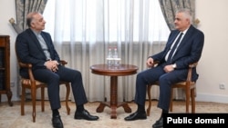Armenia- Deputy Prime Minister Mher Grigorian (right) meets Iranian Ambassador Mehdi Sobhani, Yerevan, July18, 2025.