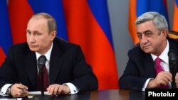 Հայաստանի և Ռուսաստանի նախագահները Երևանում ասուլիսի ժամանակ, 2-ը դեկտեմբերի, 2013թ․